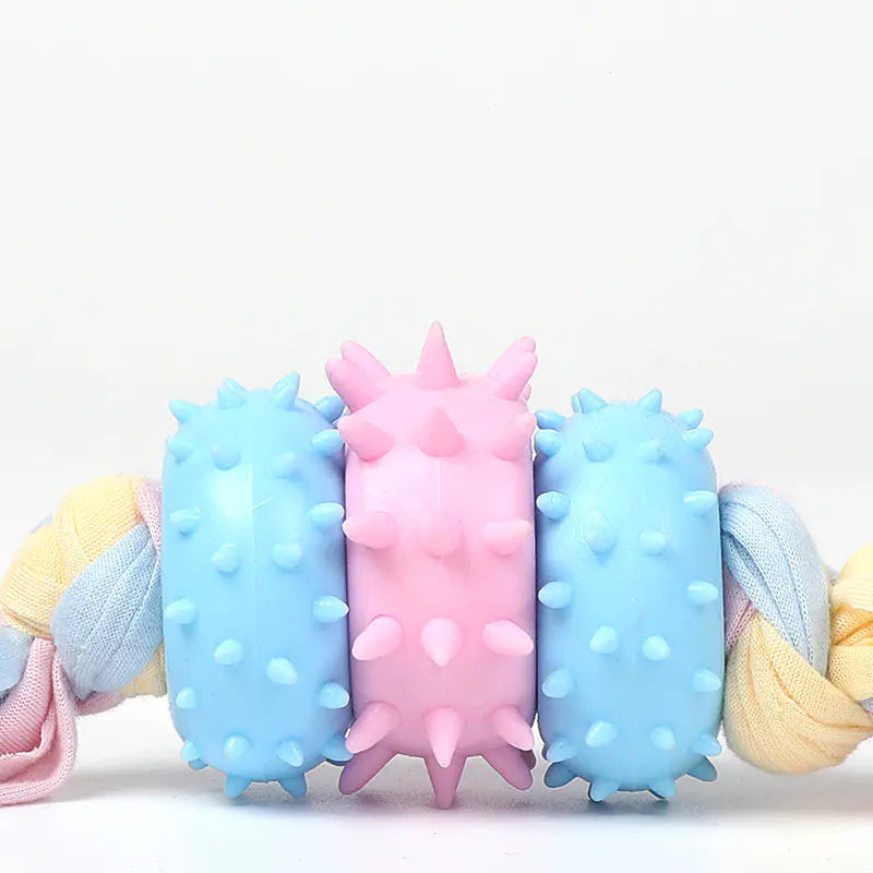 TPR Pet Toy - Three Circle Cloth Strip for Dental Care