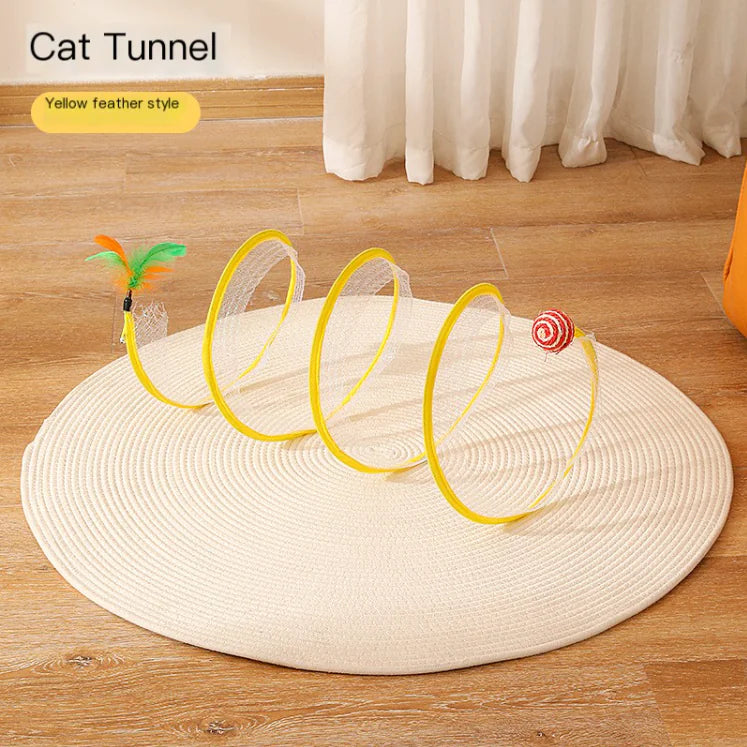 S-shaped Foldable Cat Tunnel Toy for Pets