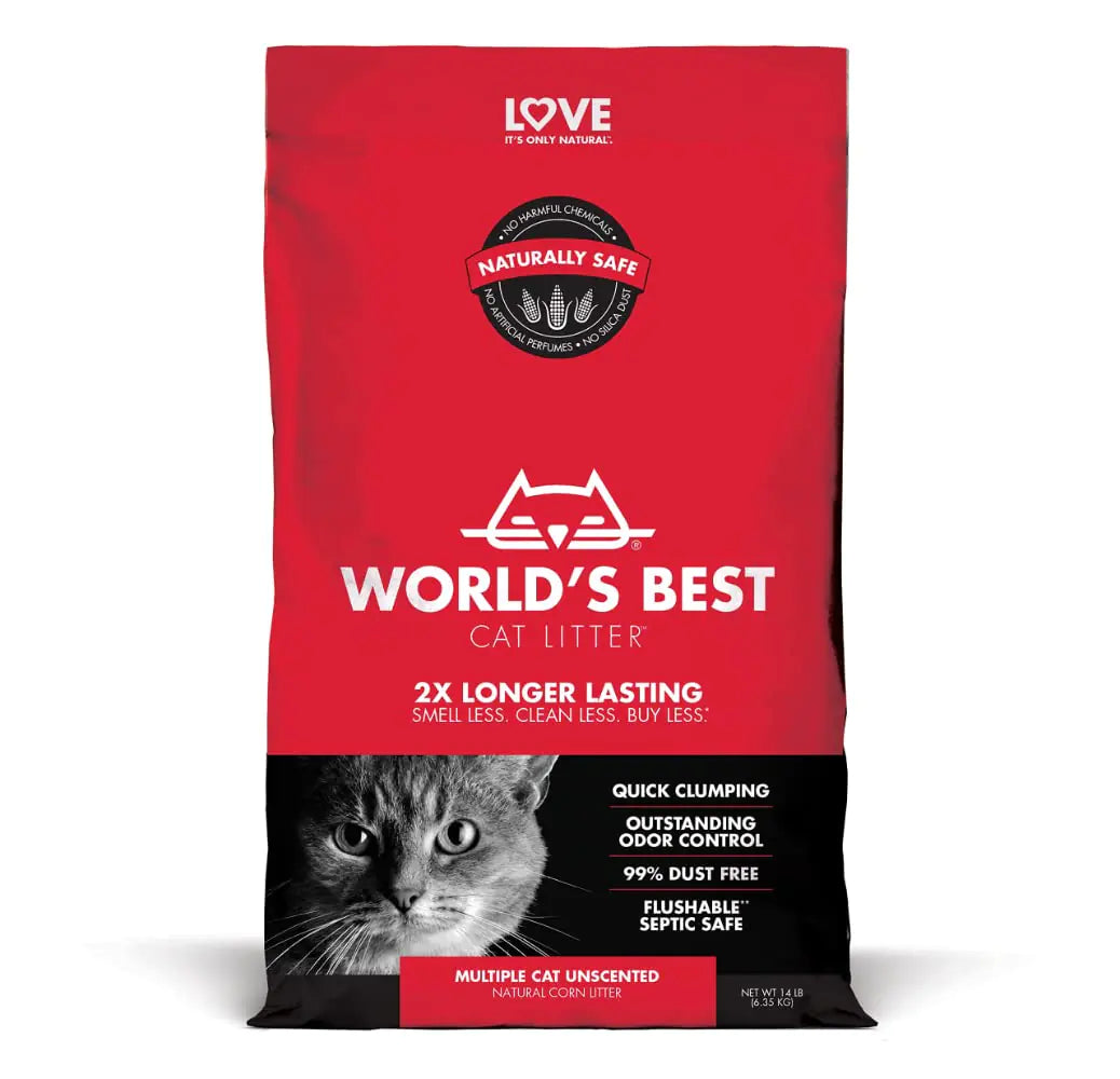 Worlds Best Cat Litter Cat Scoopable Multiple Cat Clumping Formula 14-Pound Bag