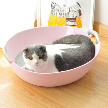 Universal Pet Bed for Cats - Felt and Bowl Design