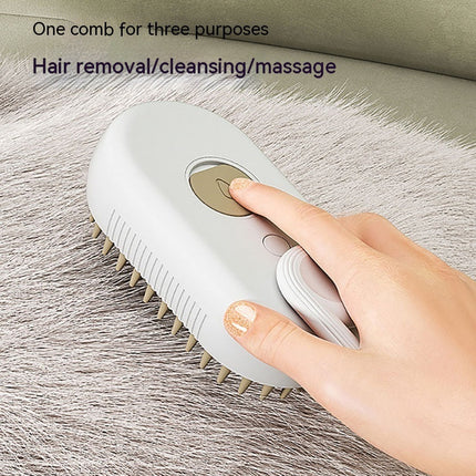 3-in-1 Electric Steam Pet Brush | Spray, Massage & Grooming Comb for Cats & Dogs