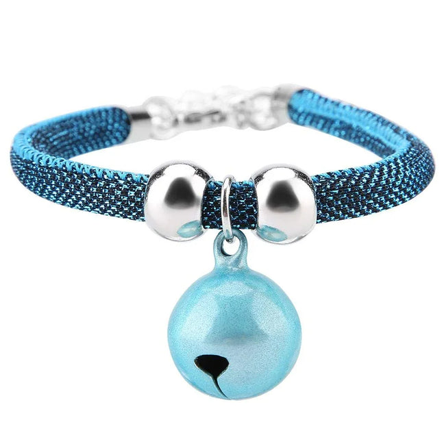 Naida™ Nylon Cat Bell Collar | Adjustable Kitten Necklace Accessory for Cats (Blue)