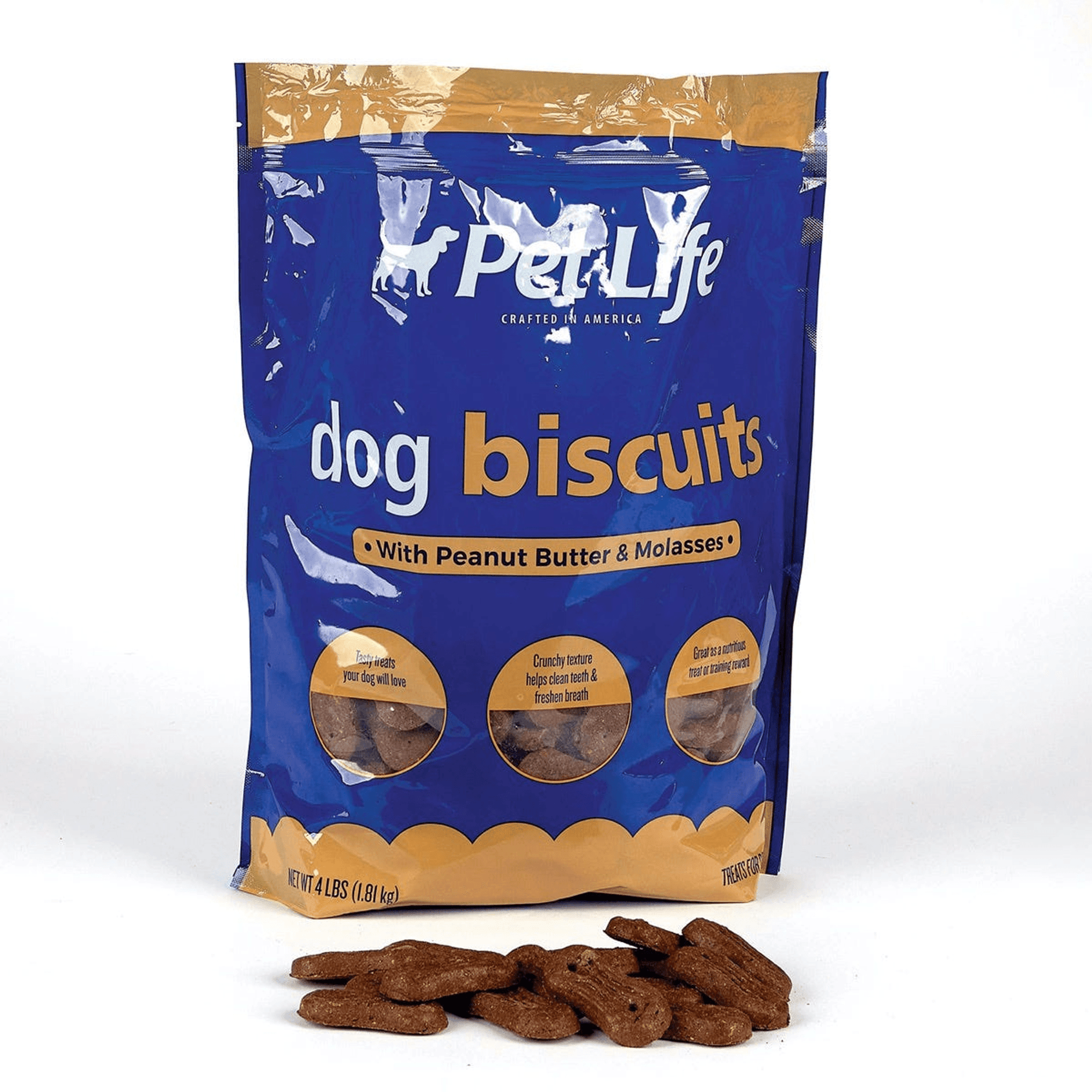 Pet Life Peanut Molasses Dog Biscuits - 4Lb Resealable Bag for Freshness-0