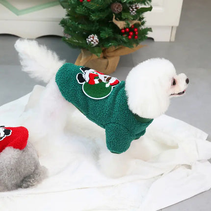 Christmas Fleece Pet Sweater – Red or Green