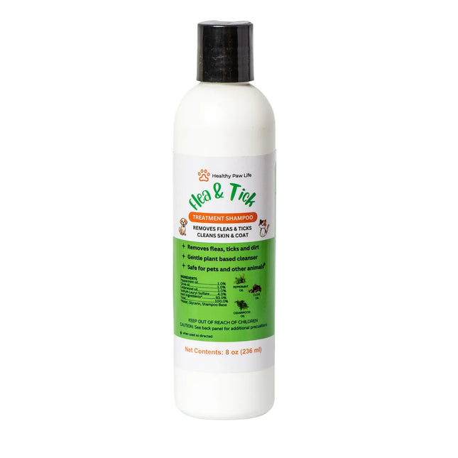 Healthy Paw Life Flea & Tick Treatment Shampoo bottle for pets