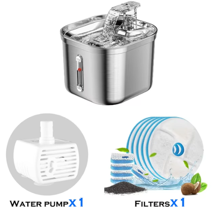 2.2L Stainless Steel Pet Water Fountain | Motion Sensor | Multi-Filter | Cats & Dogs