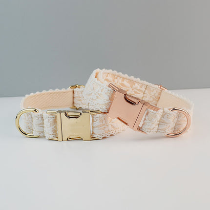 Velvet Dog Collar & Leash Set | Gold & Rose Gold Buckle | S–XL