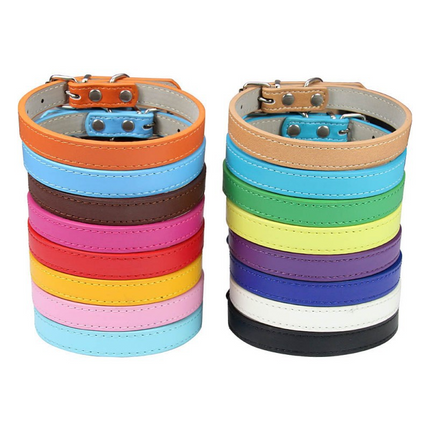 Premium PU Leather Pet Collar | Adjustable | 16 Colors | Cats & Dogs | XXS–XL