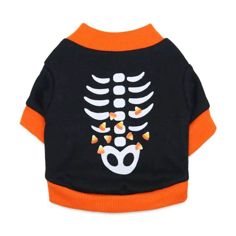Cotton Wool Black Print Fish Bone Pet T-shirt - Nai Pet Store