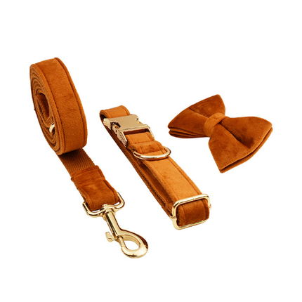 Velvet Dog Collar & Leash Set | Soft Velvet | Bow & Bundle Options | XS–XL