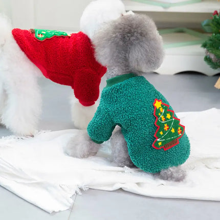 Christmas Fleece Pet Sweater – Red or Green