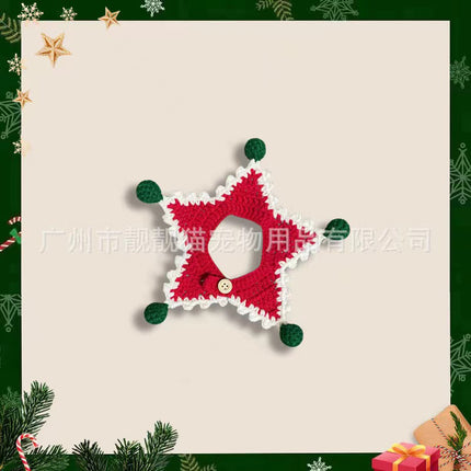 Christmas Pet Collar with Star Design – Handmade