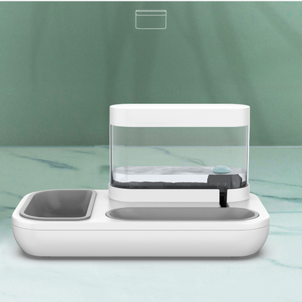 Automatic Pet Feeder & Drinking Fountain | 1.5L | Dual Bowl | White & Blue