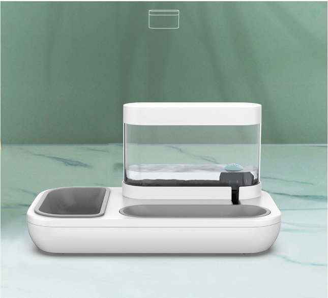 Automatic Pet Feeder & Drinking Fountain | 1.5L | Dual Bowl | White & Blue