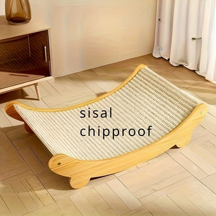 Space-Saving Wooden Cat Scratcher Tower For Cats