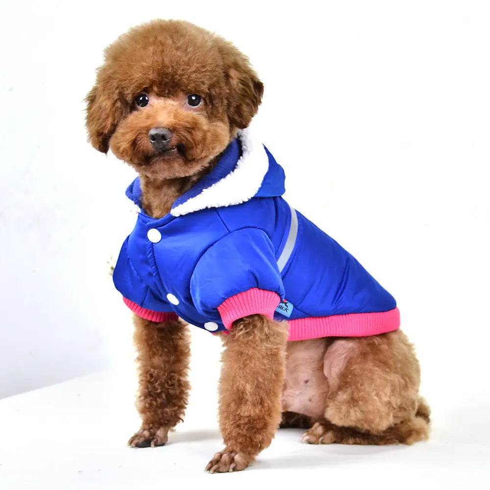 Reflective Hooded T-shaped Pet Jacket in Silk Cotton - Nai Pet Store