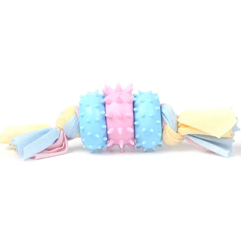 TPR Pet Toy - Three Circle Cloth Strip for Dental Care