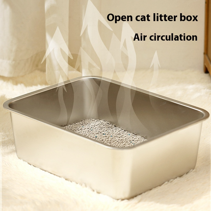 Stainless Steel Cat Litter Box™ | Open-Top, Non-Stick & Odor-Resistant for Cats