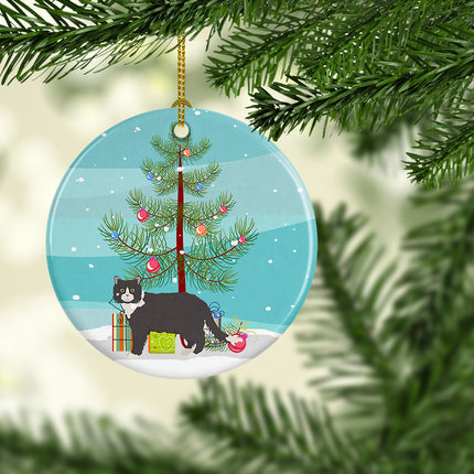 Poodle Cat Cat Christmas Ceramic Ornament