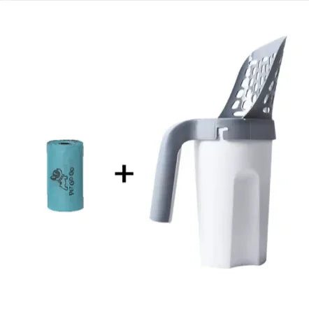 Cat litter scoop with handle + refillable odor-neutralizing pod for pet hygiene