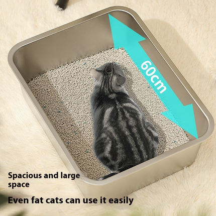 Stainless Steel Cat Litter Box™ | Open-Top, Non-Stick & Odor-Resistant for Cats