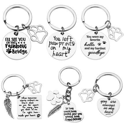 6Pcs Dog Memorial Keychains - Sympathy Gifts for Pet Loss