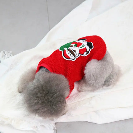 Christmas Fleece Pet Sweater – Red or Green