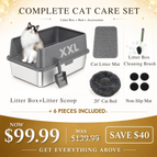 Gris / Kit d'entretien de la litière + Panier pour chat