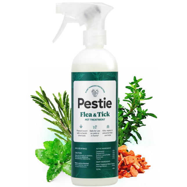 Pestie : Spray anti-puce et anti-tique naturel pour animaux | Cèdre et menthe poivrée