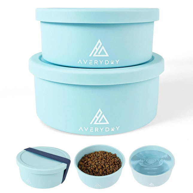 2-in-1 Portable Travel Pet Bowls | Leakproof with Lids | 50 oz | Food & Water