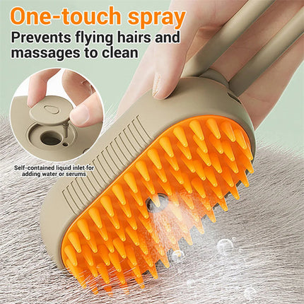 3-in-1 Electric Steam Pet Brush | Spray, Massage & Grooming Comb for Cats & Dogs