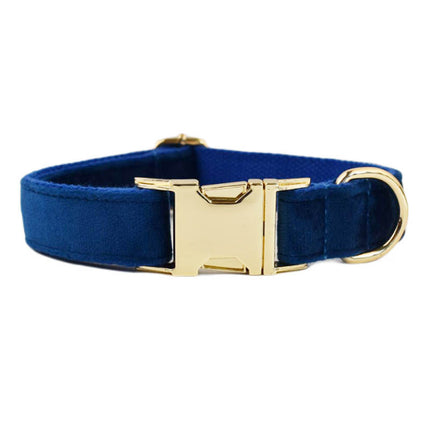 Blue Velvet Dog Collar & Leash Set | Bow, Vest, Flower & More | XS–XL