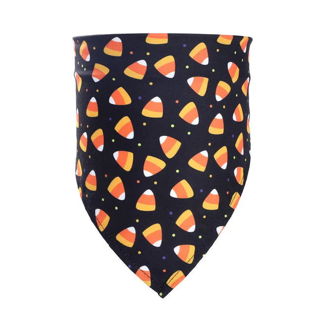 Halloween pet bandana with candy corn pattern for dogs and cats