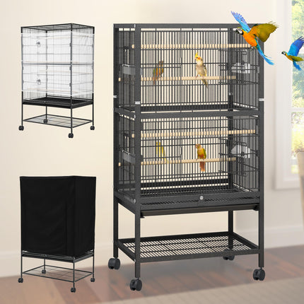 YINTATECH 52 inches Birdcage Cover and Bird Cage Seed Catcher Bird Cages for Parakeets Parrot Cockatiel Pigeon Metal Big Bird Cage