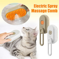 Electric spray massage comb for cats, gentle grooming tool with misting feature for pet care