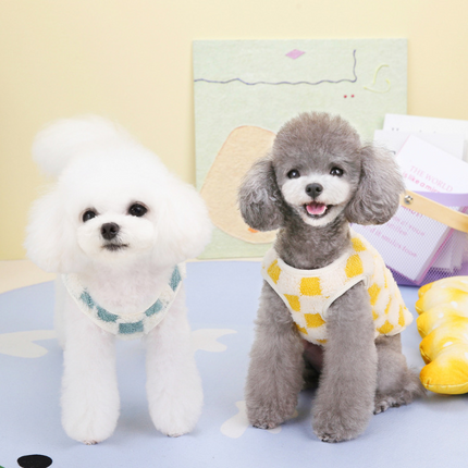 Cozy Checkered Dog Vest with Bear Patch