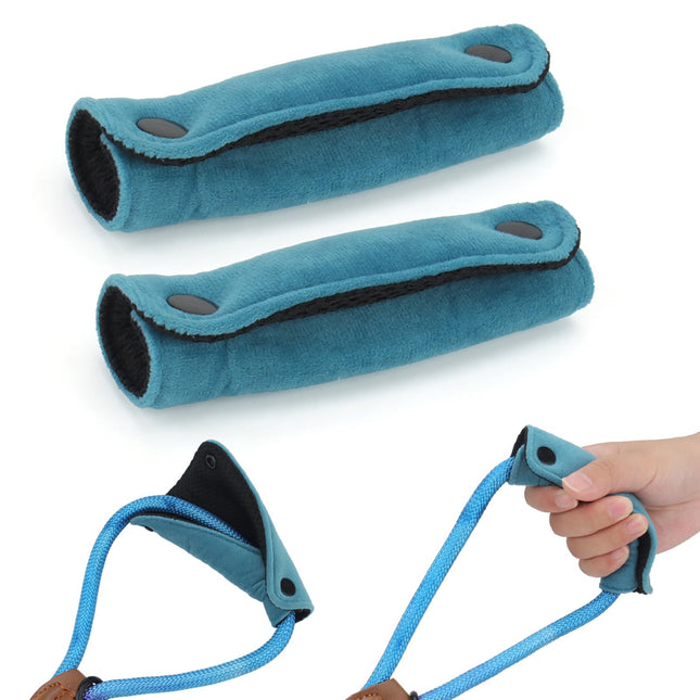 Blue Velvet Dog Leash Handle Grip Sleeves | 2-Pack | Anti-Slip, Washable