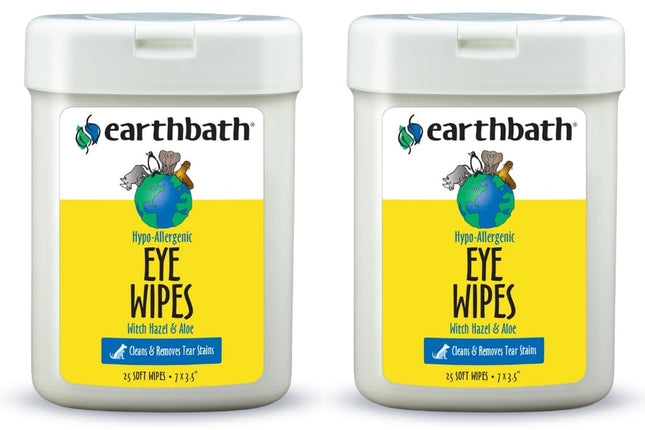 Earthbath Hypo-Allergenic Pet Eye Wipes | Tear Stain Remover | 30 Count 2-Pack