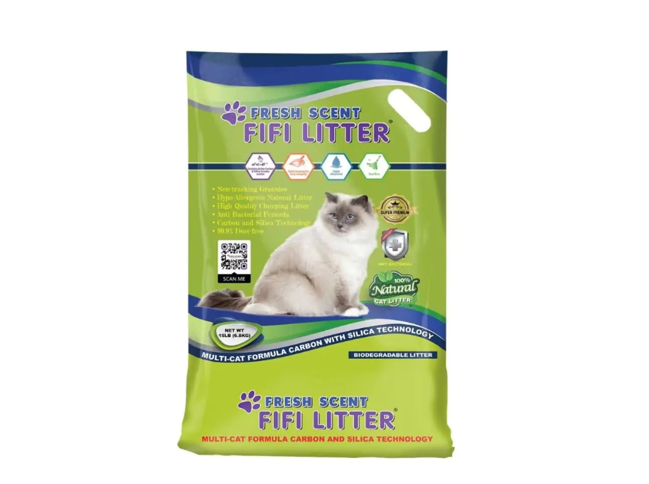 FIFI Litter 15-Lbs.All Natural Premium Multi-Cat Formula Bentonite