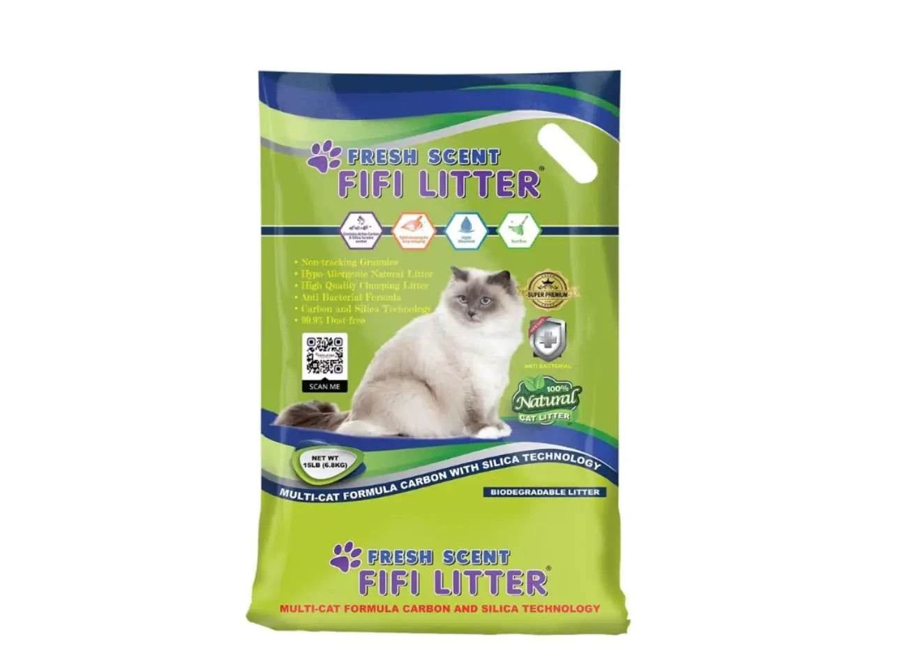 FIFI Litter 15-Lbs.All Natural Premium Multi-Cat Formula Bentonite - Nai Pet Store