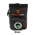 Brown Moemoe Bear dog training treat pouch with zipper pocket and metal dispenser ring