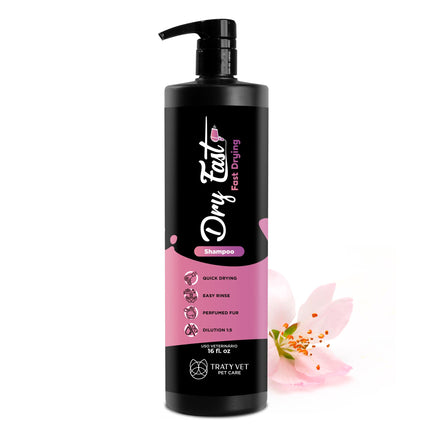 TRATY VET Pet Shampoo | Fast-Drying, Plum Blossom | Dogs & Cats | 16 oz / 500 ml
