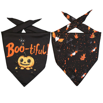Pumpkin & Bat Dog Bandanas, 2-Pack