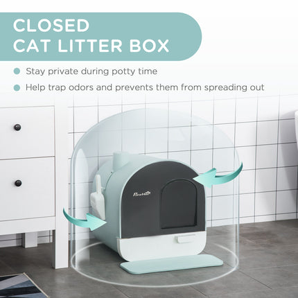 Cat Litter Box With Lid™ | Indoor Hooded Litter Box with Tray, Scoop & Strainer for Cats