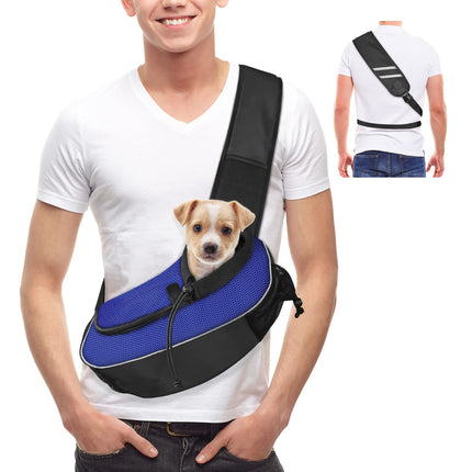 Gloppie Pet Sling Carrier | Hands-Free, Breathable, Reflective | Up to 5 lbs | Klein Blue | Small