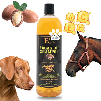 E3 Argan Oil Pet Shampoo | Moisturizing, Gentle Formula | Dogs, Cats & Horses | 32 fl oz