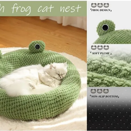 Cartoon Frog-Shaped Pet Bed