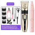 Pet grooming kit with electric clipper, nail clippers, combs, and pedicure tools for dogs and cats