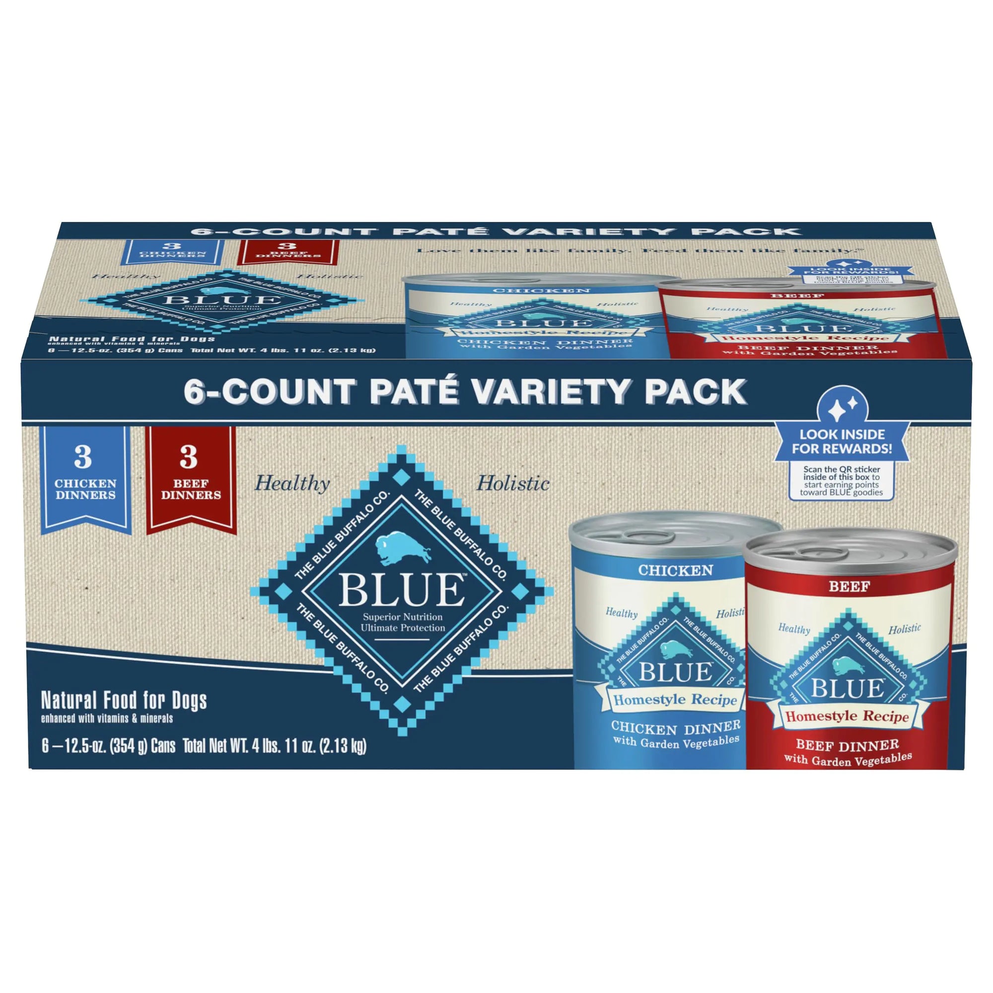 Blue Buffalo Homestyle Recipe Adult Wet Dog Food 12.5-oz Cans (6 Count 3 of each)