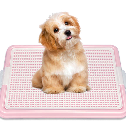 Pets-N-Me Dog Pee Pad Holder Puppy Potty Training Tray 22.5”X16.5” for Small Dogs (Pink)